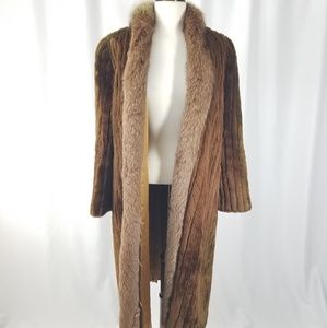 Vintage Fur Brown Mid Length Coat Sz Medium M